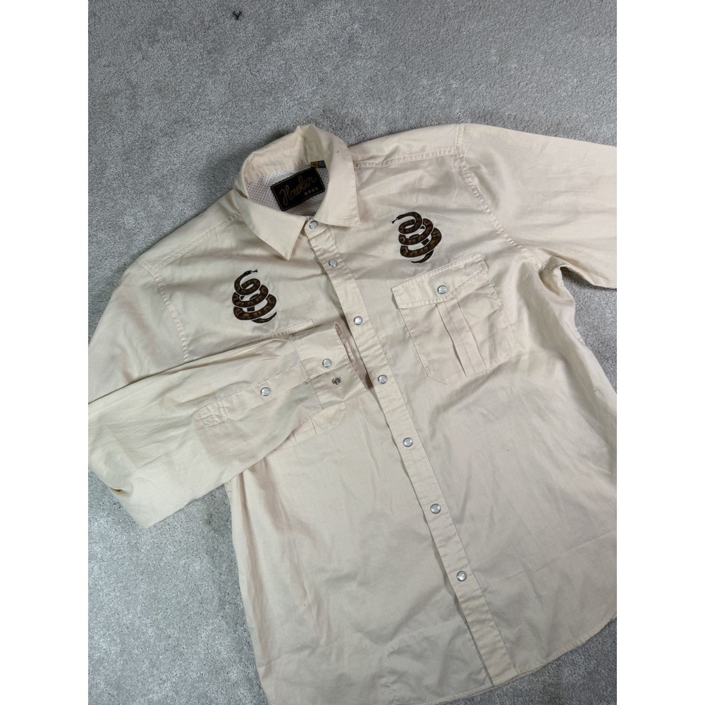 Howler Brothers Bros Gaucho Shirt - Men's M (Snake Embroidery + Tan) Western